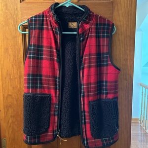 Eddie Bauer red plaid vest